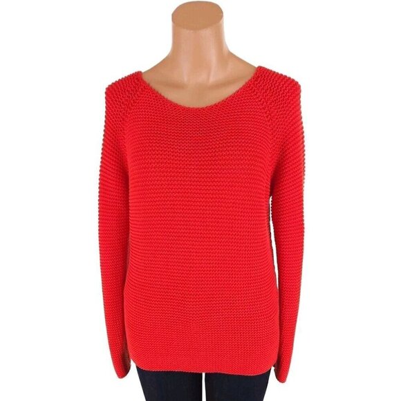 Fabiana Filippi Monili Jewel Sweater 44 M Red Crew Neck - Picture 1 of 11
